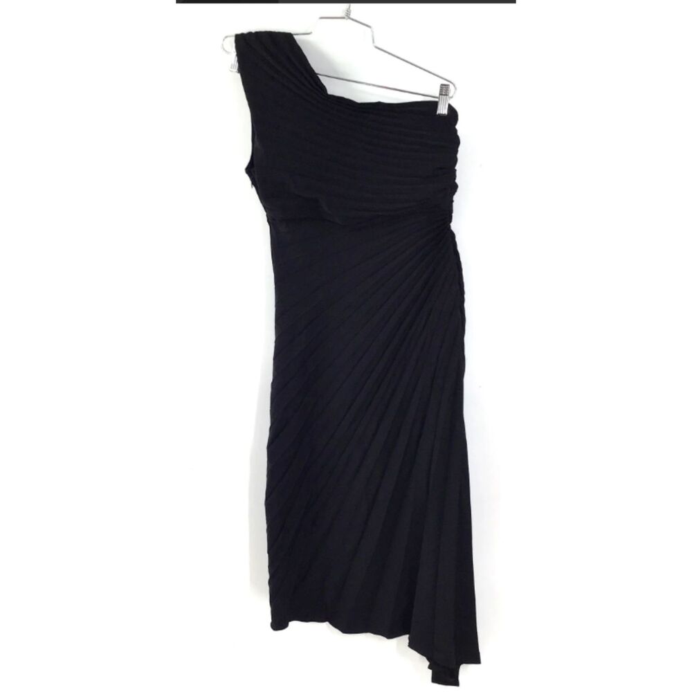 Pleated Banana Republic Women's Black LBD One Shoulder  Dress Bodycon Size 4